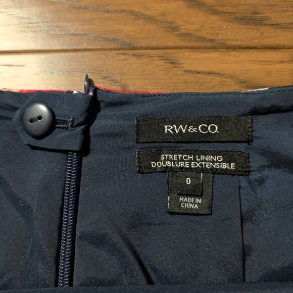 RW&CO pencil skirt navy red floral size 0 - Picture 5 of 15